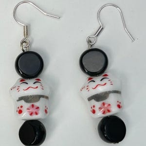 Maneki Neko Lucky Cat Baumeln Ohrringe Japanisch Inspirierter Schmuck