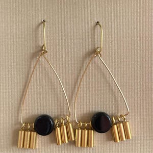Black Dangle Triangle Earrings