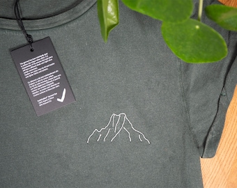Damen T-Shirt Berg Machapuchare Nepal, Minimalistisch Besticktes T-Shirt, Nachhaltiges T-Shirt, Fernweh, Wanderlust