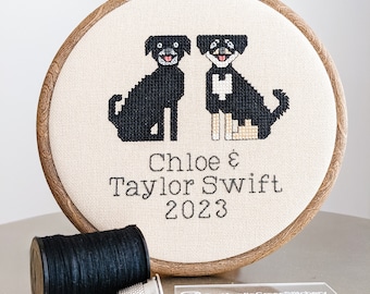 Large Pet Portrait | Cross Stitch | Personalized | Wall Decor | Textile Art | Pet Art | Pet Memorial Gift