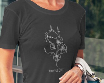 Morning Glory Flower Line Art Shirt, Comfort Colors, Boho, Cottagecore, Garden, Botanical, Floral, Cute Shirt, Fairycore, Wildflower