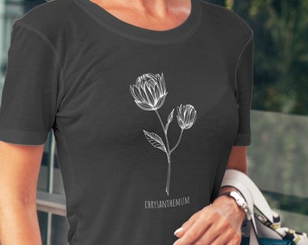 Chemise de mois de naissance de fleurs de chrysanthème, chemise de fleurs de naissance de novembre, jardin de grand-mère, cadeau grand-mère, cadeau de fête des mères, anniversaire de novembre
