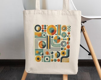 Mid Century Modern Cotton Canvas Tote Bag, 70's Tote Bag, Aesthetic Tote Bag, 80's Tote Bag, Vintage Tote Cute Tote Bag Canvas Bag, Boho Bag