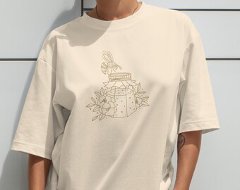 Camiseta extragrande con arte lineal de abejorros, Camisa de apicultor, Camisas de insectos, Camisas del Día de la Tierra, Regalo de apicultor, Camisa para amantes de las abejas, Camisa Save the Bees