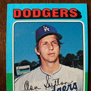 1975 Carta da baseball Topps DON SUTTON #220 Hall of Fame Los Angeles Dodgers NRMT