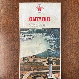 1966 vintage ONTARIO snelweg routekaart TEXACO Niagara Falls