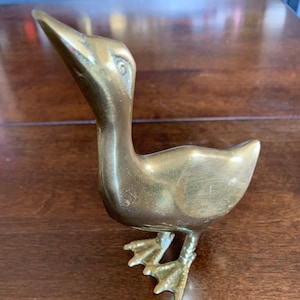 Vintage Brass STANDING DUCK GOOSE Bird Home Decor