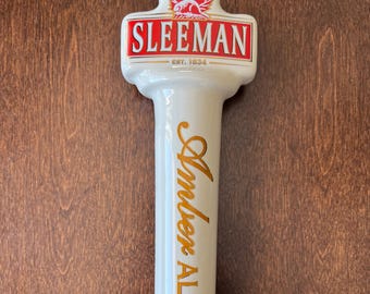 Vintage SLEEMAN Amber Ale BEER TAP Handle Ceramic 9.5" Rare