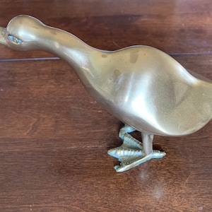 Vintage Brass STANDING DUCK GOOSE Bird Home Decor Heavy