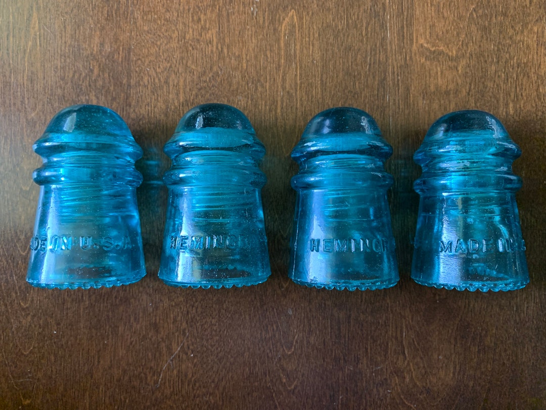 Vintage Hemingray No 9 GLASS INSULATOR Telephone Aqua Blue Etsy