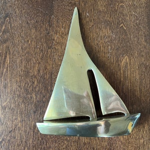 Vintage Brass SAILBOAT Sailing Boat Nautical Maritime Home Decor 6 1/2in high