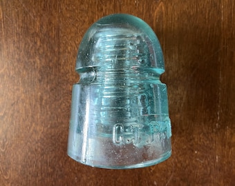 Vintage GTP Tel Co GLASS Insulator CD 145 Beehive Style Telephone Light Blue Canada