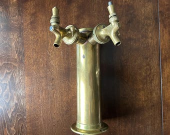 Vintage PERLICK Brass BEER Tap TOWER with 2 Brass Taps - Rare