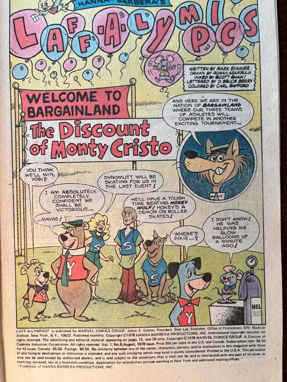 Hanna Barbera LAFF-A-LYMPICS #6 Marvel Comics 1978 VF- 7.5 - Etsy