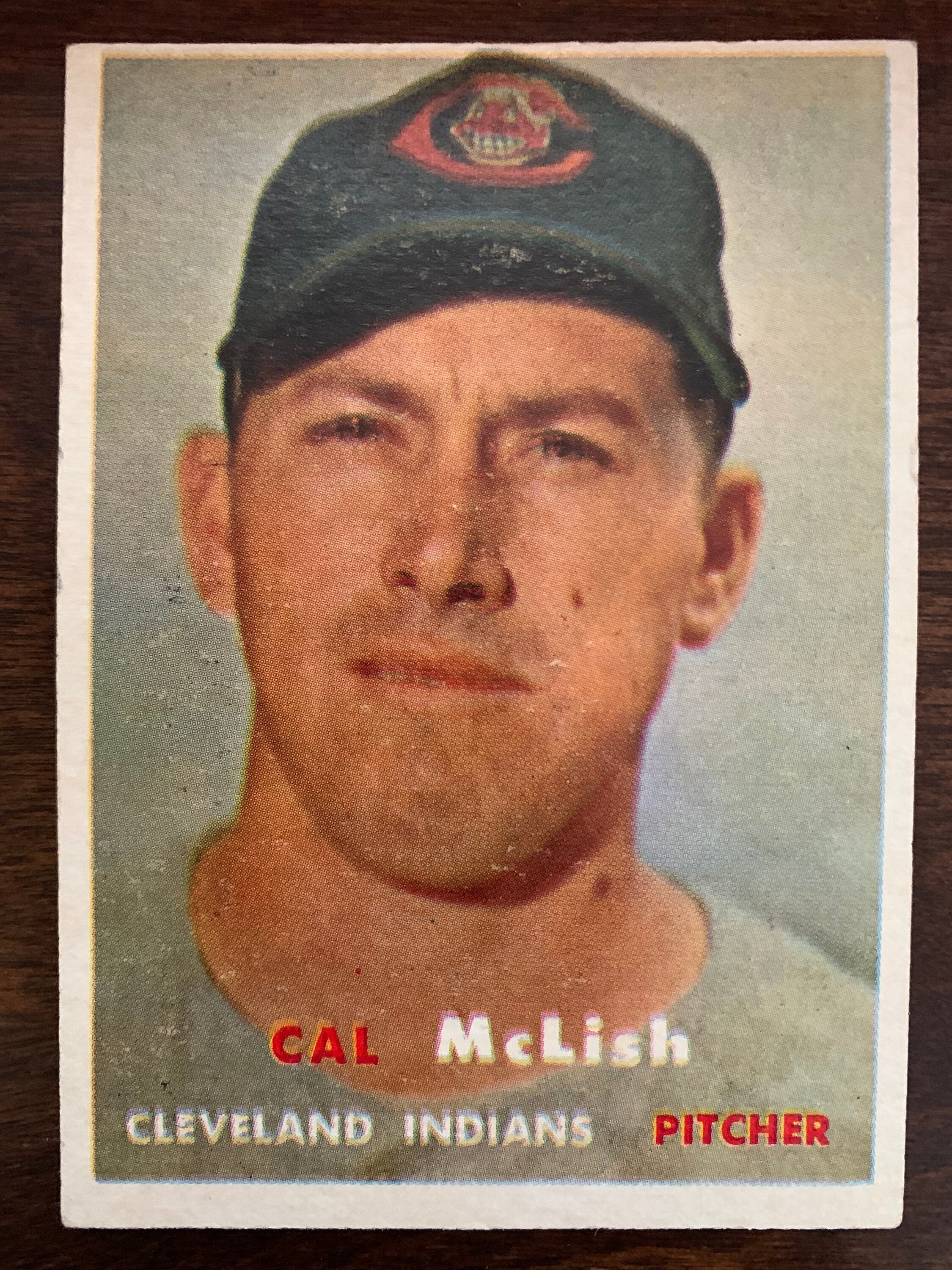 1957 Topps Baseball Card CAL McLISH 364 Rookie Cleveland