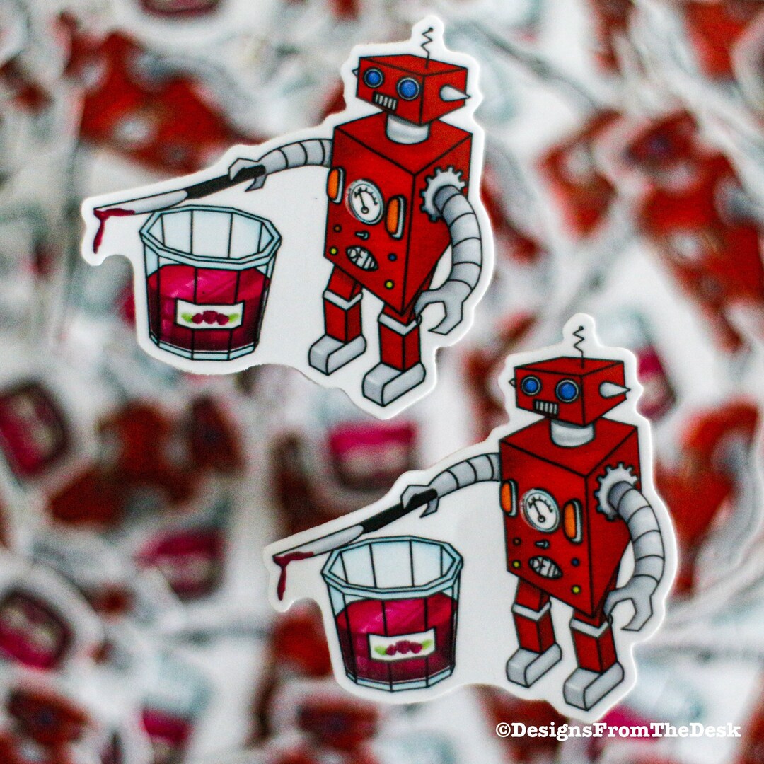 Red Robot Vinyl Sticker - Etsy