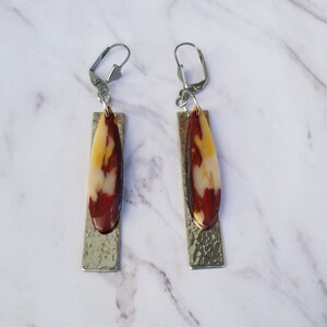 Mookaite and Hammered Steel Earrings