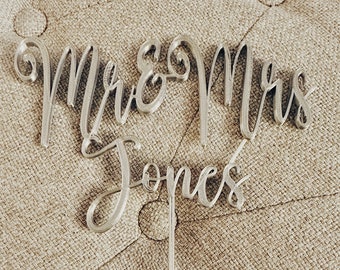 Wedding cake topper 3D printed, Personalised cake topper, Rustic wedding cake topper, Custom Mr Mrs cake topper, Anniversary Cake toppers