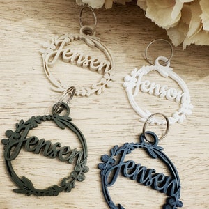 Plaatskaarten bruiloft / Sleutelhanger/namen bruiloft / Verjaardag 3D-geprint/plaatsnamen bruiloft, gepersonaliseerde tafeldecoratie bruiloft, huwelijksgunst