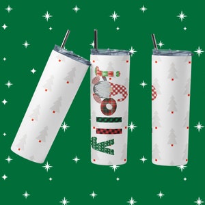Jolly Gnome Tumbler, Coppa di Natale per le feste, Gnome Christmas Cup, bicchiere in acciaio inossidabile da 20 once con paglia, bicchiere per feste di Natale