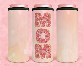 Enfriador de latas delgado Floral MOM, aislado, 12 oz