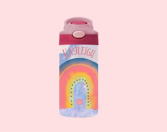 Vaso infantil personalizado de arcoíris bohemio, taza para sorber de acero inoxidable