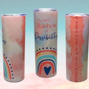 Rainbow Tumbler Design, boho glitter rainbow, self love, motivational sublimation design, instant download