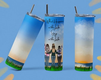 Vaso térmico para chicas para excursiones al lago, vaso delgado de acero inoxidable con aislamiento.