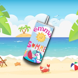 Personalized Children&#39;s summer tumbler, 12oz kid&#39;s cup, stainless steel insulated tumbler with straw, pool party favor, summer cup for kids