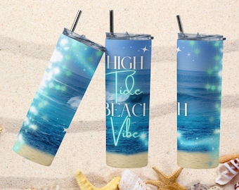 Beach Vibe roestvrijstalen magere beker, geïsoleerde koude beker van 20 oz