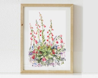 Flower meadow / watercolor painting / original hand-painted / 14 x 21 cm / gift idea / housewarming gift / gift for her / wall decoration / home decoration