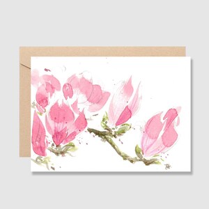 Biglietto pieghevole Magnolia I Biglietto pieghevole dipinto a mano con busta I Acquerello I Biglietto pieghevole con motivi naturali I Amanti della natura