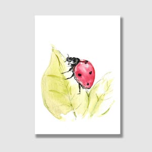 Cartolina Coccinella / Cartolina con busta / Biglietto di compleanno per bambini / Biglietto di auguri / Carta regalo / Stampa artistica
