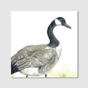 Goose | Watercolor painting | Miniature watercolor | Original hand-painted | Wall decoration | 10 x 10 cm | Gift | Nature lover
