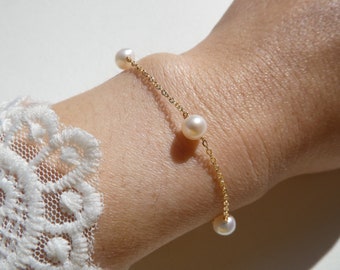 Echte Süßwasserperlen Armband | 18k vergoldeten Edelstahl  PerlenArmband  | Braut Hochzeit Armband |Geschenkidee  für die Frau