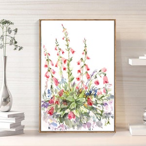 Blumenwiese / Aquarellbild / Original handgemalt / 14x21cm / Geschenkidee/ Einweihungsgeschenk / Geschenk für Sie / Wanddeko / Wohndeko Bild 3