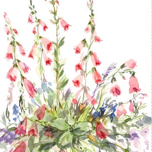 Blumenwiese / Aquarellbild / Original handgemalt / 14x21cm / Geschenkidee/ Einweihungsgeschenk / Geschenk für Sie / Wanddeko / Wohndeko Bild 2