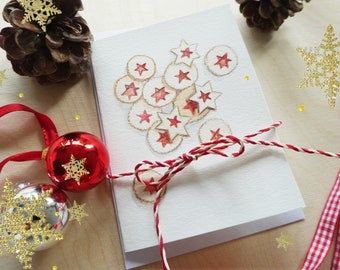Handgemalte Weihnachtskarte mit Briefumschlag / Karte mit verschiedenen Weihnachtsmotiven / Weihnachtspost / Postkarten Set