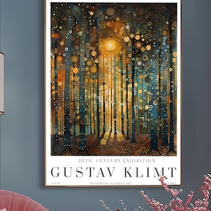 Gustav klimt flower garden print: museum exhibition art poster