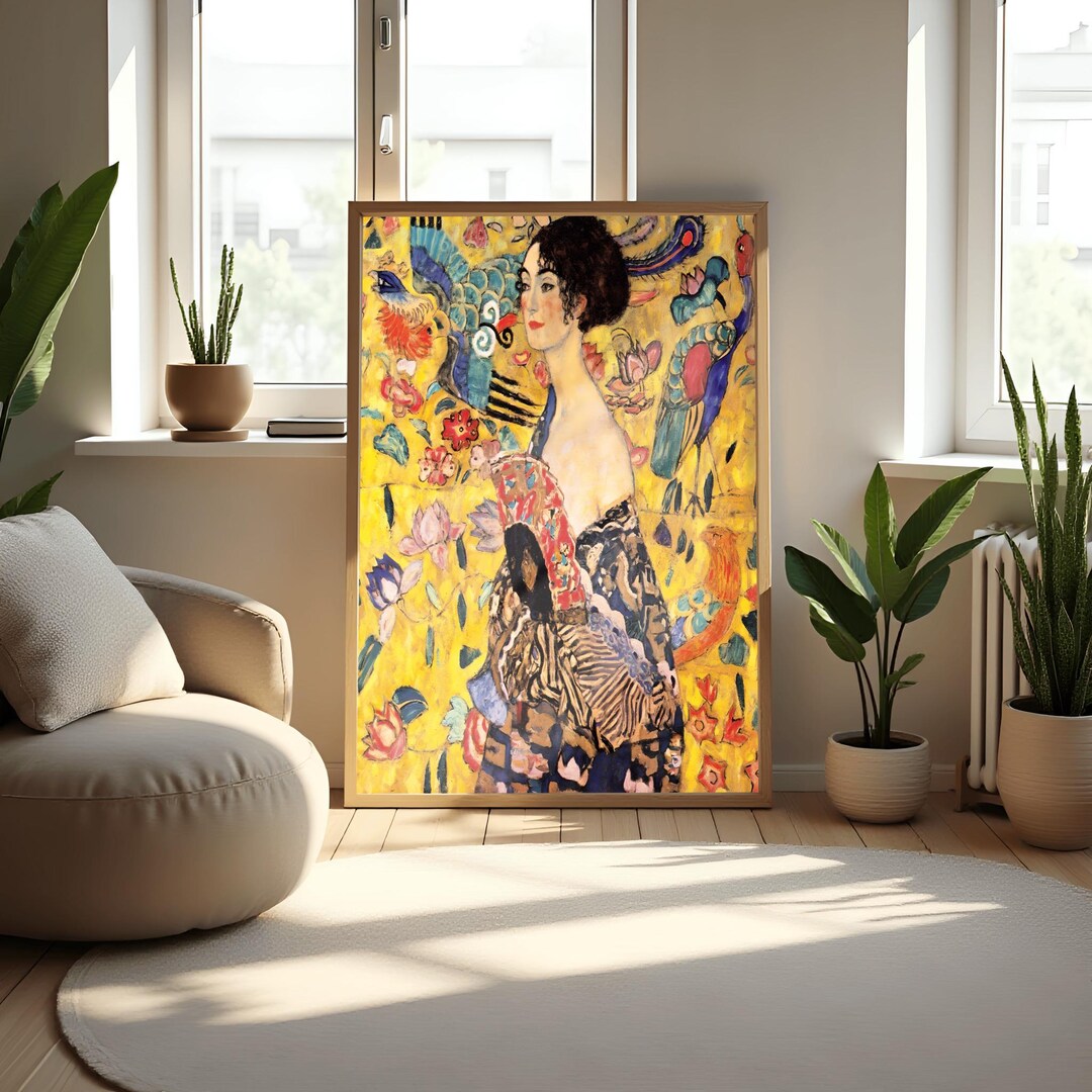 Gustav Klimt Art Nouveau Poster: Lady With Fan, Vintage Austrian Print ...