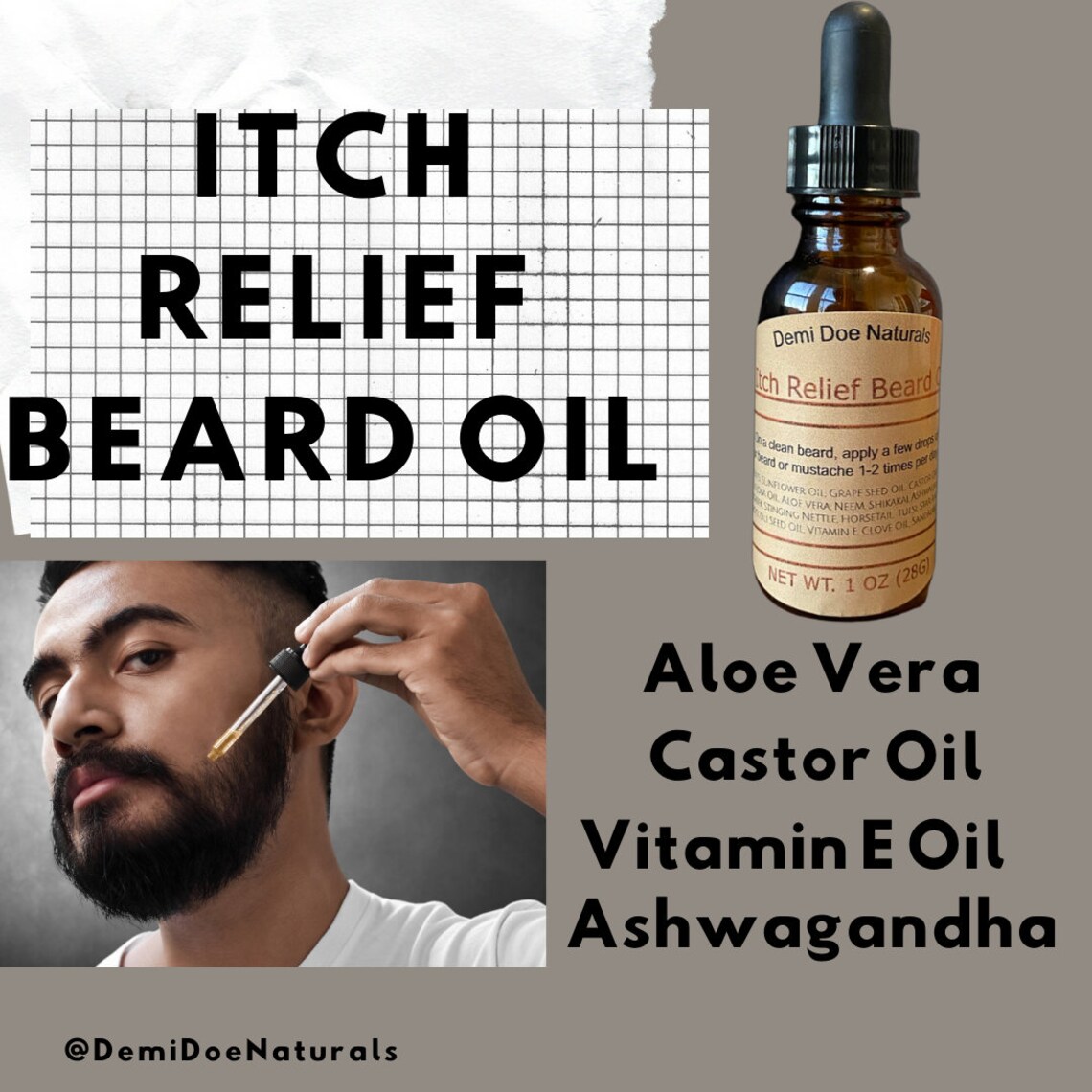 Itch Relief Herbal Beard Oil for Dry Itchy Beards Reduces Etsy