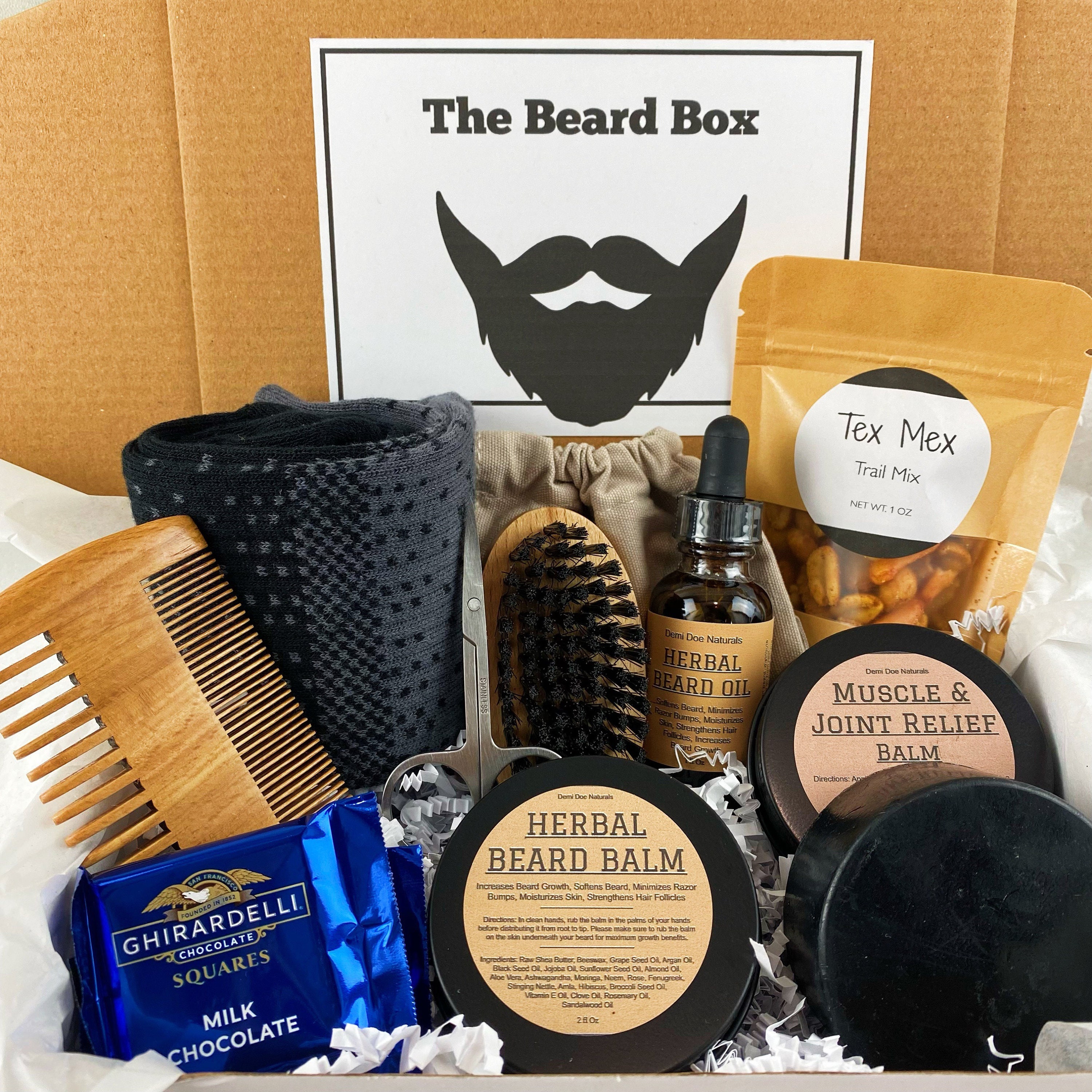 Natural Gift Box for Men, Valentines Day Gift Box for Him, Gifts for Him,  Boyfriend Gift Box, Beard Oil, Natural Beard Oil, Personalized 