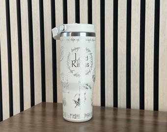 Elven-Inspired Travel Mug 30 oz – Engraved Fantasy Tumbler Fans, Water Bottle | Bookish Gift |