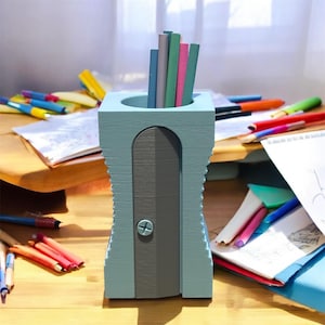 Einzigartiger Stifthalter in Form eines Bleistiftspitzers - Kreativer Schreibtisch Organizer - 3D gedruckt