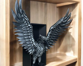 Hand-Painted Eagle Book Nook: 3D Printed Fantasy Bookshelf Decor