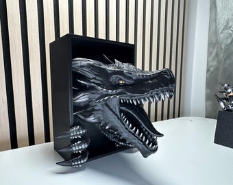 Tairn Dragon Book Nook: Hand-Painted 3D Printed PLA - Fourth Wing Inspired
