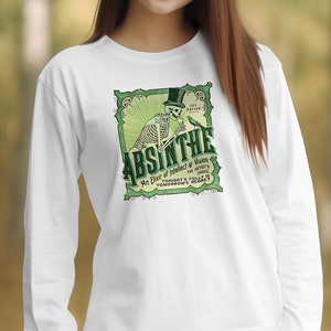 Absinthe Adult Unisex Long Sleeve Shirt, Vintage Absinthe Long Sleeve Shirt, Halloween Party Shirt, Halloween Gift, New Orleans Halloween
