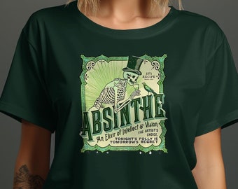 Absinthe Adult Unisex Shirt, Vintage Absinthe Shirt, Halloween Party Shirt, Skeleton Shirt, Halloween Gift, New Orleans Shirt