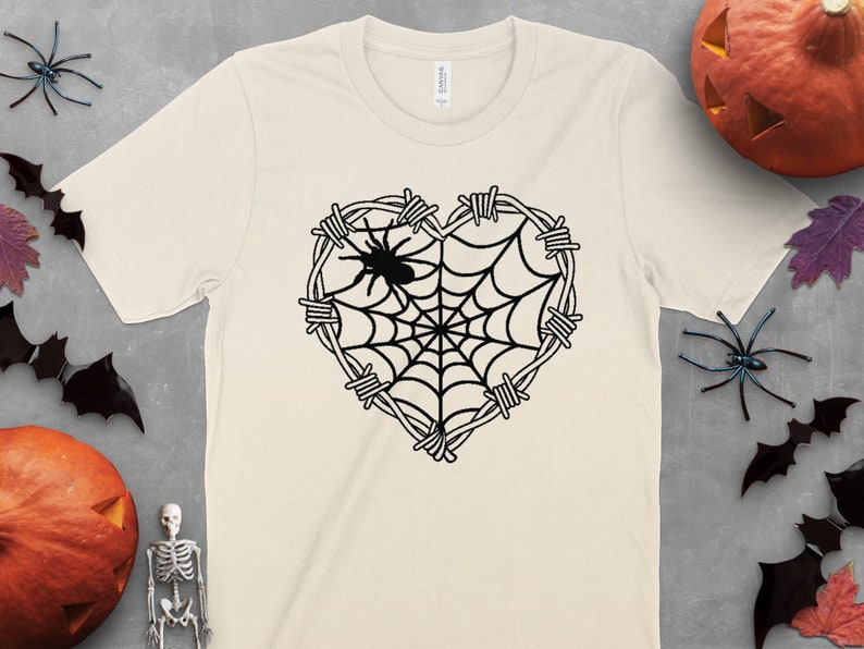 Chemise toile d'araignée Halloween, chemise Halloween coeur barbelé, chemise fête d'Halloween, saison effrayante, chemise gothique, chemise punk, cadeau d'Halloween image 7