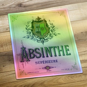 Absinthe Holographic Vinyl Sticker, Vintage Absinthe Sticker, Absinthe Bottle Label Sticker, New Orleans Halloween, Water Bottle Sticker
